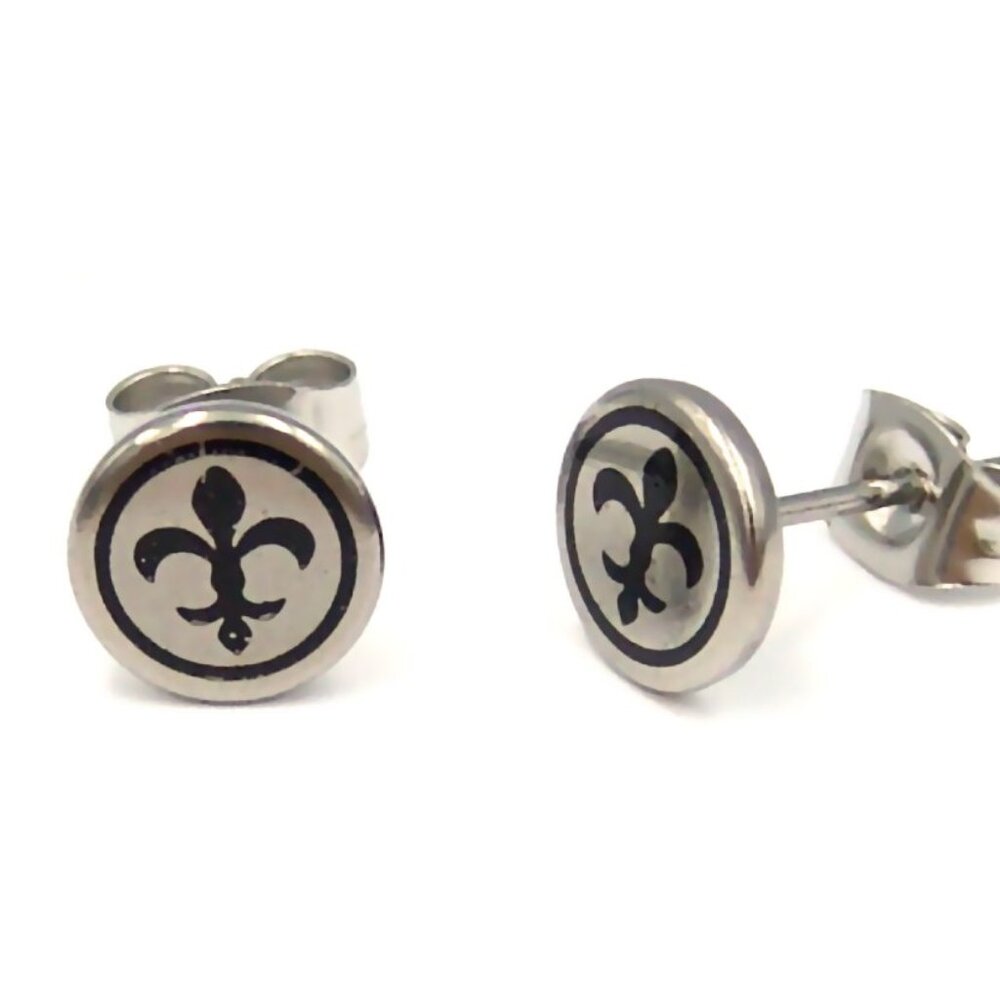 Fleur de Lis Earrings Stainless Surgical Steel Hypoallergenic Sensitive Ears